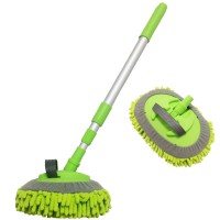 QJ-G-J-001Head Rotating Detachable car duster wash brush telescopic long Handle Microfiber Chenille car cleaning wash Mop